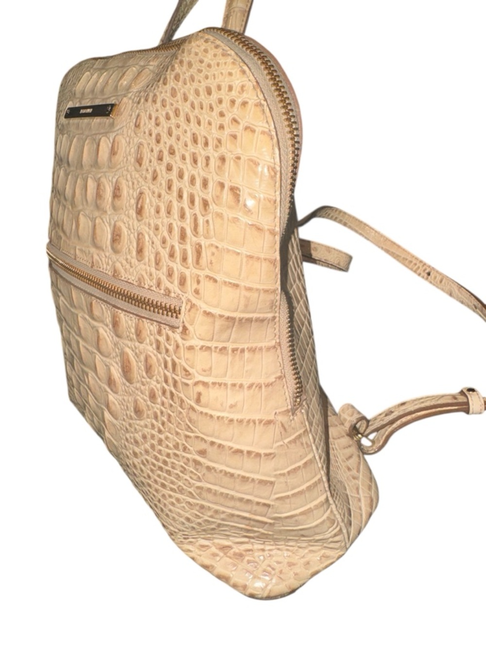 Brahmin Cream Croc-Embossed Leather Backpack with Gold Hardware - Picture 4 of 10